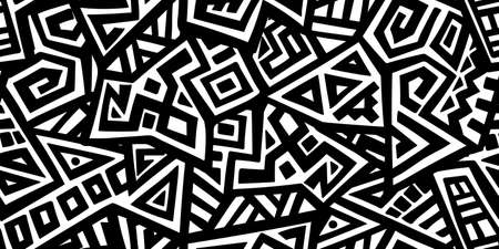 Unique Geometric Vector Seamless Pattern made in ethnic style. Aztec textile print. African traditional design. Creative boho pattern. Perfect for site backgrounds, wrapping paper and fabric design.のイラスト素材