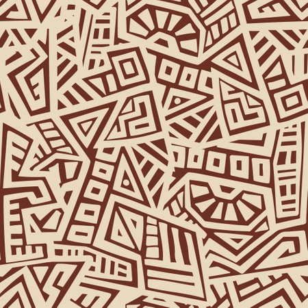 Unique Geometric Vector Seamless Pattern made in ethnic style. Aztec textile print. African traditional design. Creative boho pattern. Perfect for site backgrounds, wrapping paper and fabric design.のイラスト素材