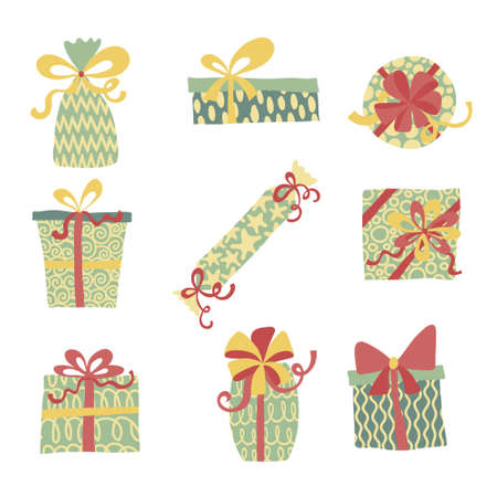 Christmas gift vector illustration set.のイラスト素材