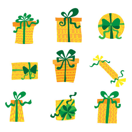 Christmas gift vector illustration set.のイラスト素材