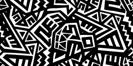 Unique Geometric Vector Seamless Pattern made in ethnic style. Aztec textile print. African traditional design. Creative boho pattern. Perfect for site backgrounds, wrapping paper and fabric design.のイラスト素材
