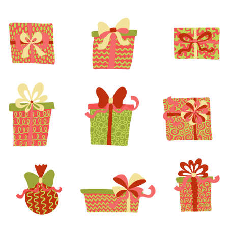 Christmas gift vector illustration set.のイラスト素材
