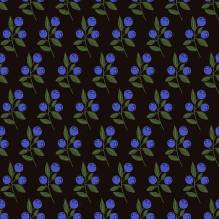 Vector seamless pattern with hand drawn blueberry. Perfect for textile and wrapping paper design. Cute tile for wallpaper or packageのイラスト素材