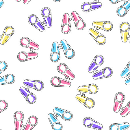 Creative childish nautical vector seamless pattern with binocular on white background. Sea theme modern childrens fabric design. Hand drawn binoculars in cartoon style.のイラスト素材