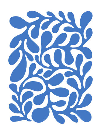 Contemporary Matisse inspired art background vector. Abstract botanical hand drawn poster design with leaves and branches. Simple modern style illustrated design for print, cover, card and wall art.のイラスト素材