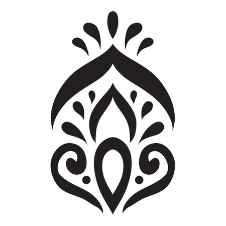 Artistic hand drawn ethnic vector print. Symmetric Moroccan decorative element for printing on T-Shirt, mug or other souvenir. Boho style decoration. Black silhouette pattern on white background.のイラスト素材