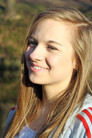 teenage girl in the woodsの写真素材