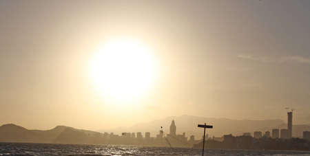 sun over the beachの写真素材