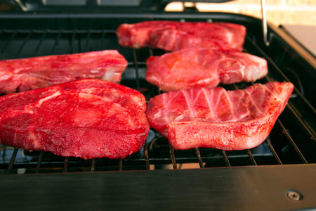 meat on the bbqの写真素材