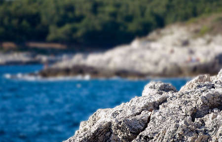 Rocky beach in mediterrean seaの写真素材