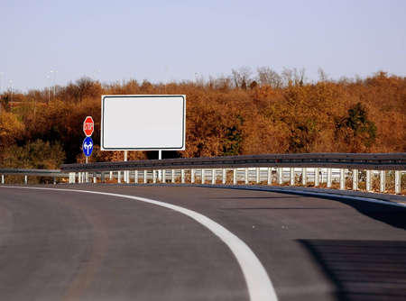 Blank sign on the side of the highwayの写真素材