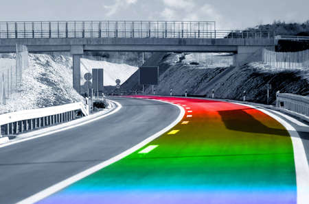 Highway with a colorful track conceptual  photo の写真素材