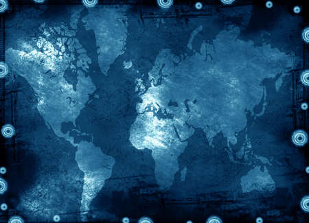 Computer designed grunge world map