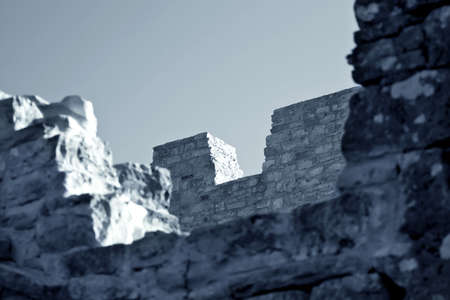 High stone walls of the old castleの写真素材