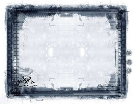 Computer designed highly detailed grunge border and aged textured background with space for your text or imageの写真素材