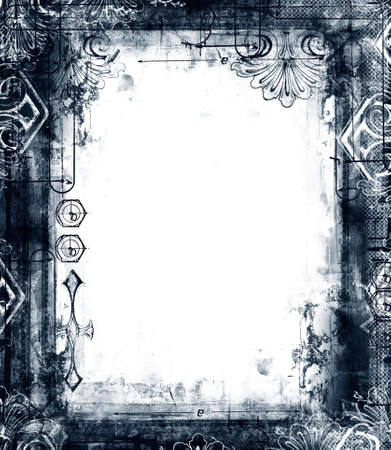 Computer designed highly detailed grunge border with space for your text or imageの写真素材