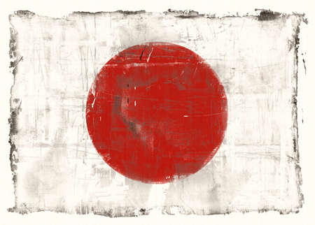Computer designed highly detailed grunge illustration - Flag of Japanの写真素材