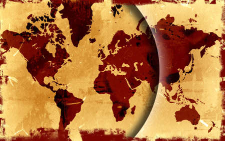 Computer designed highly detailed grunge world map background