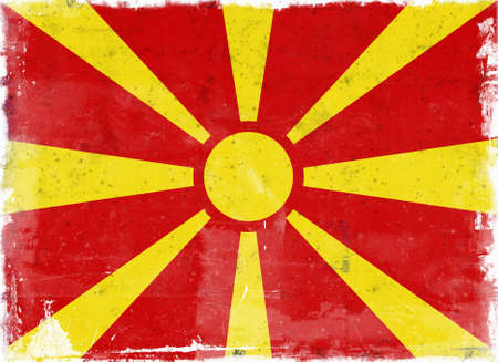 Computer designed highly detailed grunge illustration - Flag of Republic of Macedoniaの写真素材