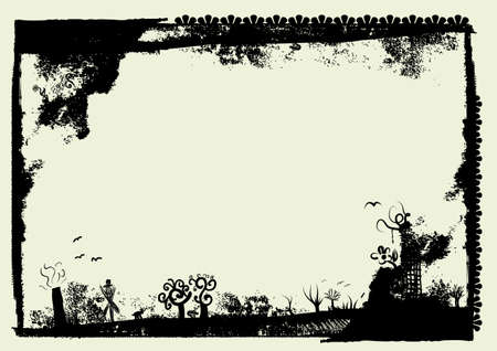 Editable distressed dark border. Nice grunge element for your projectsのイラスト素材