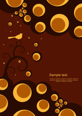 Bird on a tree - editable modern abstract background with space for your textのイラスト素材