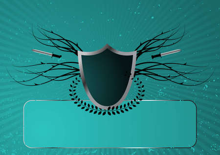 Editable grunge background - retro style shield with space for your textのイラスト素材