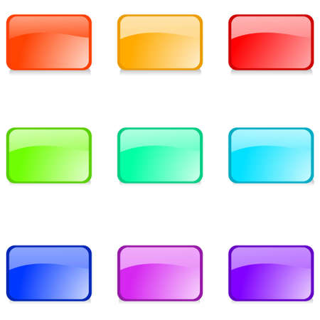 Set of editable glossy web buttons on white backgroundのイラスト素材