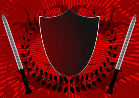 Editable grunge background - retro style shield with space for your textのイラスト素材