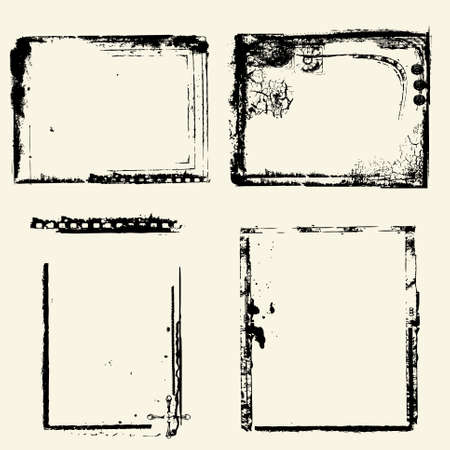Four editable distressed dark borders . Nice grunge elements for your projectsのイラスト素材