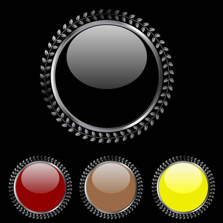 Set of editable glossy web buttons with metallic edgeのイラスト素材
