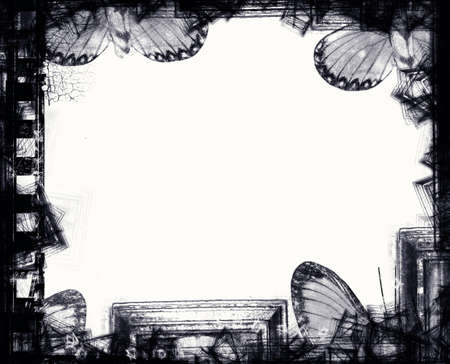 Computer designed highly detailed  border and aged textured  background with space for your text or image. Nice grunge element for your projects.の写真素材