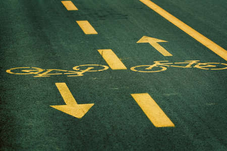 Bicycle sign on the roadの写真素材