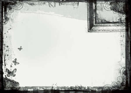 Computer designed highly detailed grunge border with space for your text or image. Great grunge layer for your projects. For more  images like this check my portfolio.の写真素材