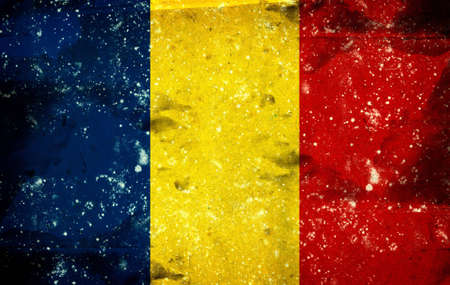 Computer designed highly detailed grunge illustration - Flag of Romaniaの写真素材