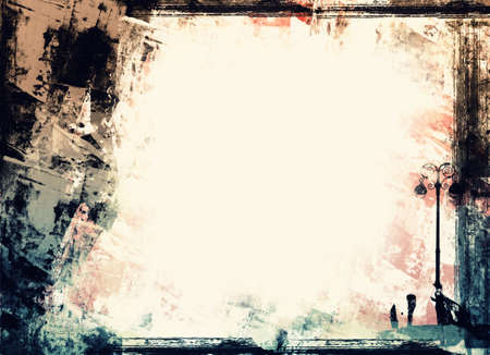 Computer designed highly detailed urban grunge abstract textured collageの写真素材