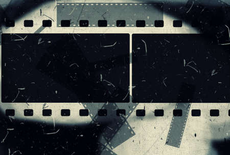 High detailed grunge film frame with space for your text or image.の写真素材