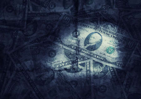 Grunge textured and retro style toned US dollars backgroundの写真素材