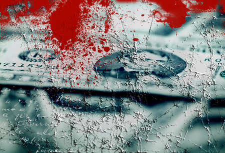 Money and Blood , grunge abstract textured conceptual collage with space for your textの写真素材