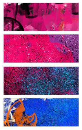 Set of abstract grunge and watercolor banners  isolated on white background.