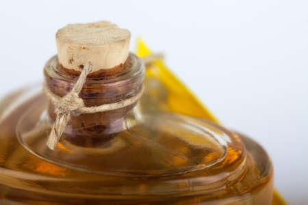 Close up of a perfume bottle studio isolated on whiteの写真素材