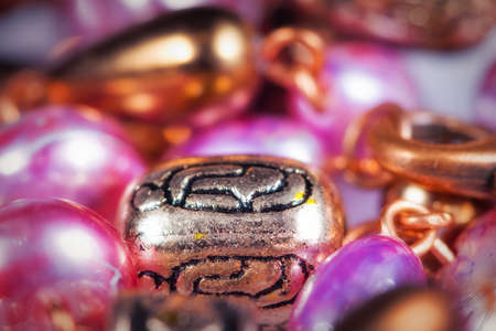 Hand made colorful earrings macro with shallow DOF.の写真素材