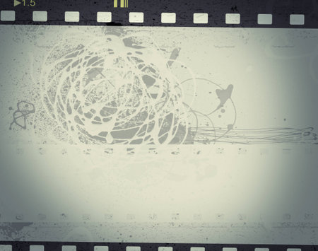 High detailed grunge film frame with space for your text or image.の写真素材
