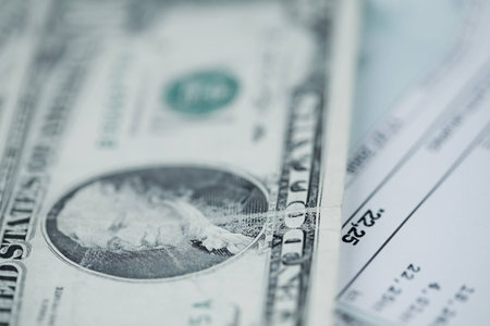 Money and bills close up photo , Paying bills conceptの写真素材