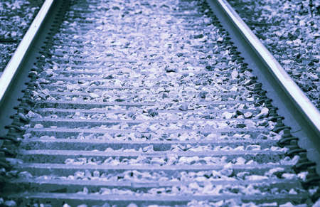 Photo of a train railway, retro style toned photoの写真素材