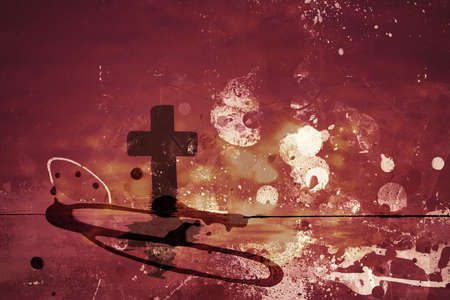 Highly detailed grunge abstract textured spiritual collage with space for your textの写真素材