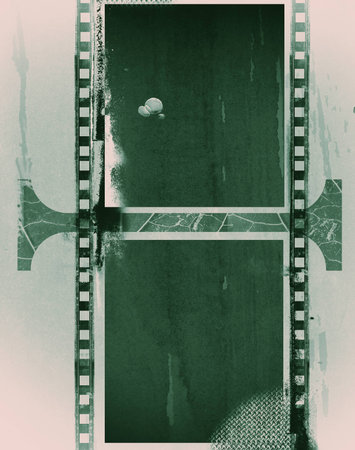 High detailed grunge film frame with space for your text or image.の写真素材