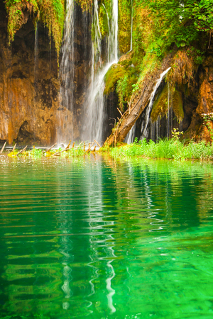Beautiful waterfall at Plitvice Lakes National Park の写真素材