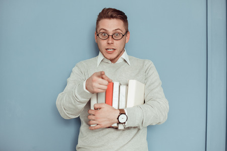 Young man freestyle modern casual look studio conceptの写真素材