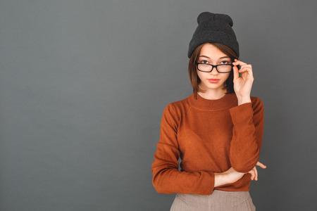 Young girl teenager isolated portrait shopping conceptの写真素材