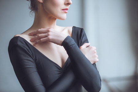 Young ballet dancer practice in studio active lifestyleの写真素材